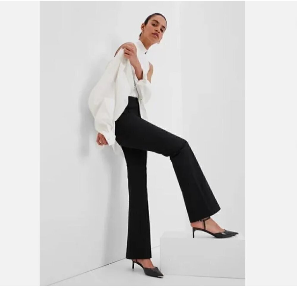 GAP High Rise Flare Pintuck Pleated Pants Black Stretch 6 PETITE NWT RT$80 - Picture 5 of 13